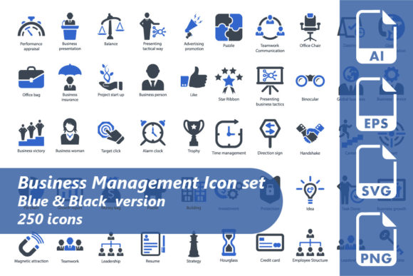 Business Management Icon Set for Crafting and Design