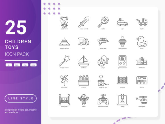 Children Toys Icon Pack for Local Business Graphics