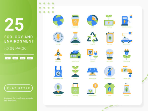 Ecology and Environment Embroidery Icons