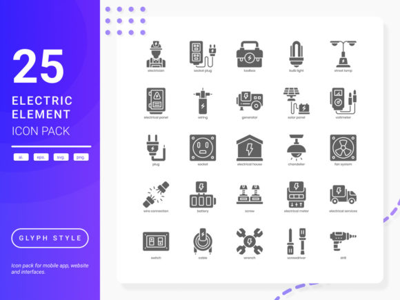 Electric Element Icon Pack for Graphics and Icons