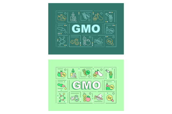 GMO Word Concepts Green Banner Set for Graphic Templates