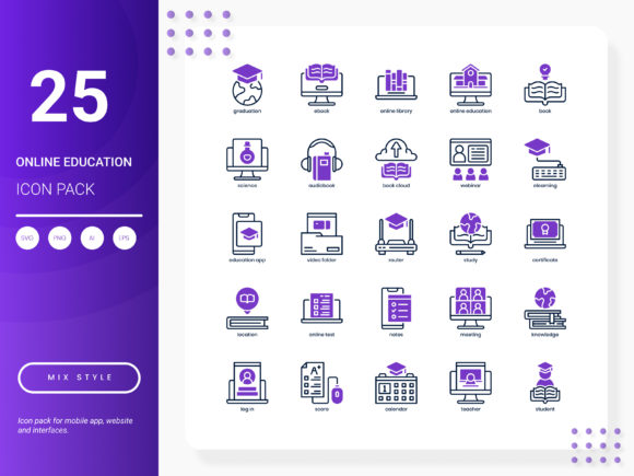 Online Education Icon Pack for Local Business Branding